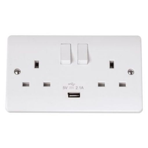 Picture of Click CMA770 Socket 2 Gang Switched and USB 13A White