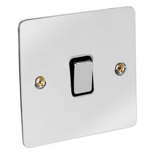 Picture of CED Flat Switch 10a 1g 2w Chrome Black Insert