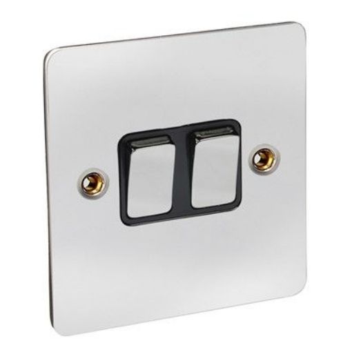 Picture of CED Flat Switch 10a 2g 2w Chrome Black Insert