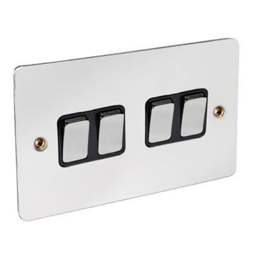 Picture of CED Flat Switch 10a 4g 2w Chrome Black Insert