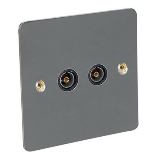 Picture of CED 2 Gang TV Socket Black Nickel Black Inserts