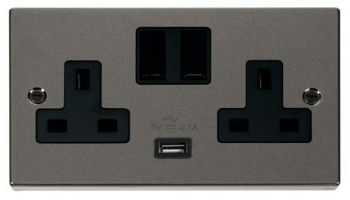 Picture of Click VPBN770BK Socket 2 Gang Switched and USB 13A