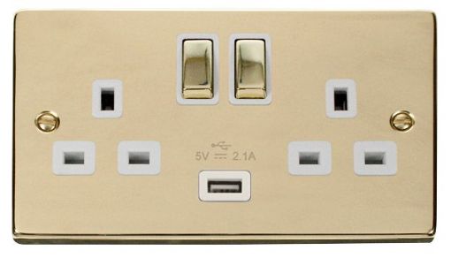 Picture of Click VPBR570WH Socket 2 Gang Switched and USB 13A