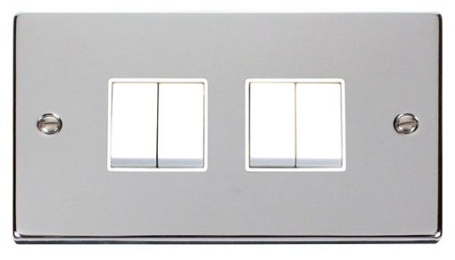 Picture of Click VPCH019WH Plateswitch 4G 2W 10A Polished Chrome