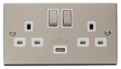 Picture of Click VPPN570WH Socket 2 Gang Switched and USB 13A