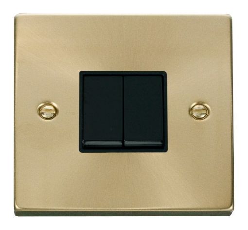 Picture of Click VPSB012BK Plateswitch 2 Gang 2W 10A Satin Brass