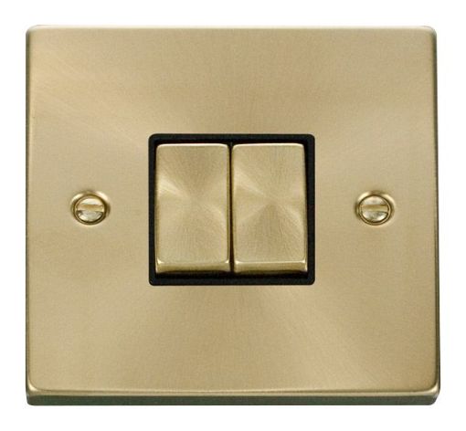 Picture of Click VPSB412BK Plateswitch 2 Gang 2W 10A Satin Brass