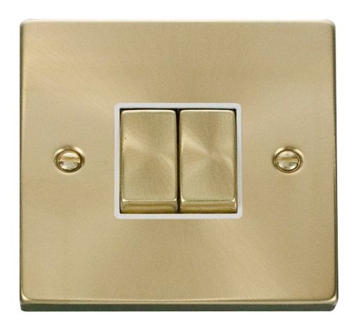 Picture of Click VPSB412WH Plateswitch 2 Gang 2W 10A Satin Brass