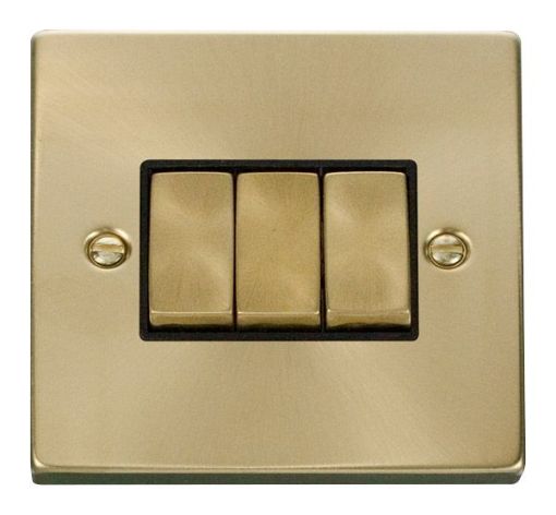 Picture of Click VPSB413BK Plateswitch 3G 2W 10A Satin Brass