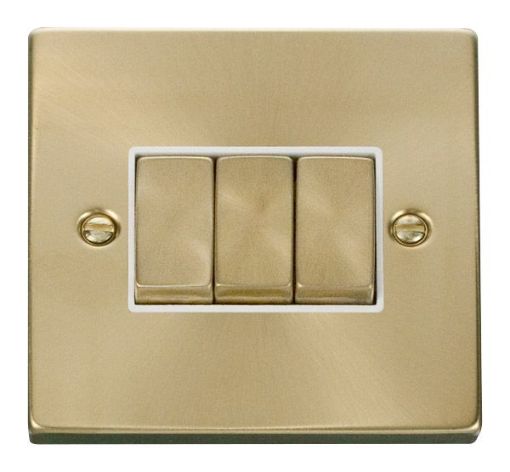 Picture of Click VPSB413WH Plateswitch 3G 2W 10A Satin Brass