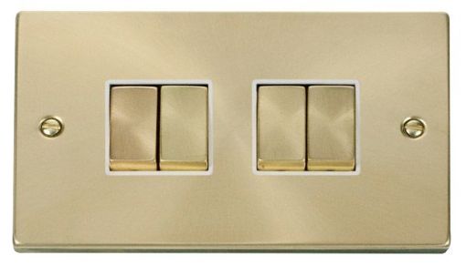 Picture of Click VPSB414WH Plateswitch 4G 2W 10A Satin Brass