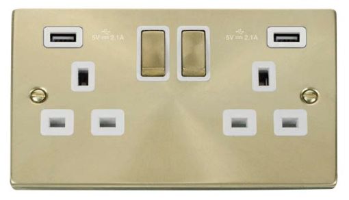 Picture of Click VPSB580WH Socket 2 Gang Switched and USB 13A