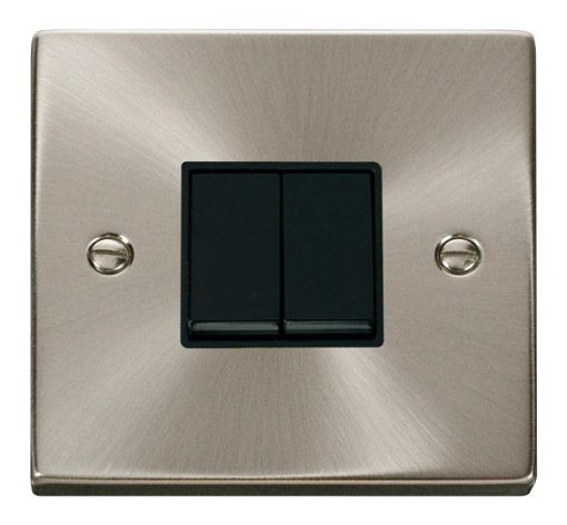 Picture of Click VPSC012BK Plateswitch 2 Gang 2W 10A Satin Chrome