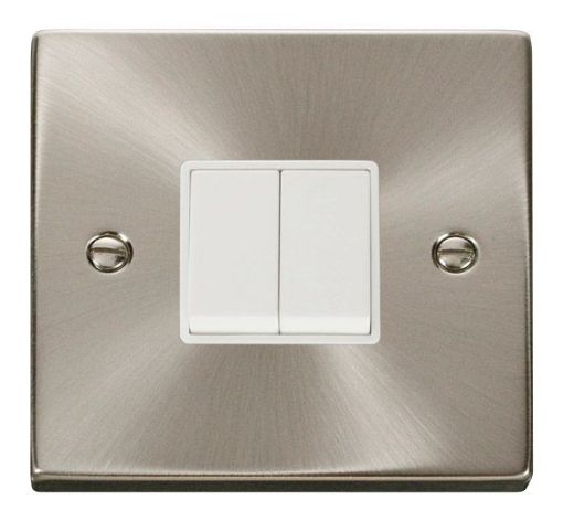 Picture of Click VPSC012WH Plateswitch 2 Gang 2W 10A Satin Chrome