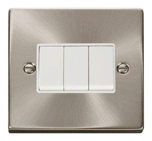 Picture of Click VPSC013WH Plateswitch 3G 2W 10A Satin Chrome