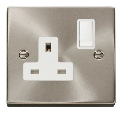 Picture of Click VPSC035WH Socket 1 Gang Switched 13A Satin Chrome