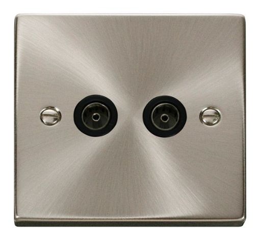 Picture of Click VPSC066BK Socket CoAx Twin Satin Chrome