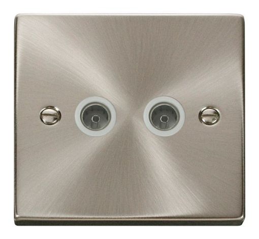 Picture of Click VPSC066WH Socket CoAx Twin Satin Chrome