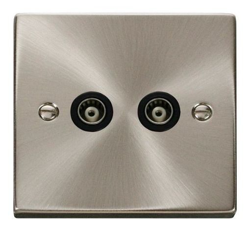 Picture of Click VPSC159BK Socket CoAx Twin Satin Chrome