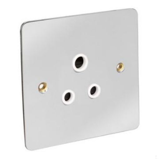 Picture of CED 5amp 1 Gang 3 Pin Socket Chrome White Inserts