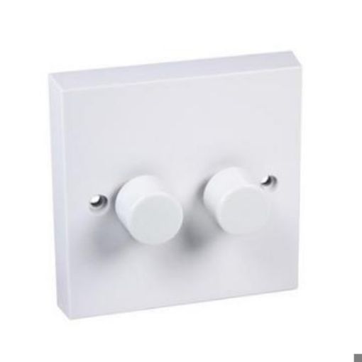 Picture of CED Dimmer 2 Gang 1 Way Rotary 250w White Knob