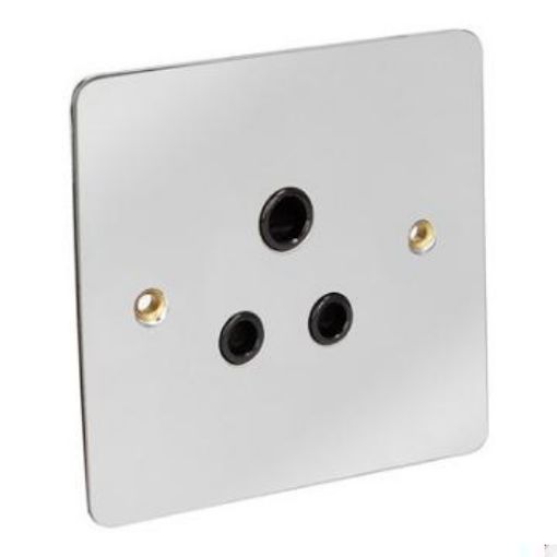 Picture of CED 5amp 1 Gang 3 Pin Socket Chrome Black Inserts