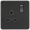 Picture of Knightsbridge Screwless 13A 1G Double Pole Switched Socket - Matt Black with Black Insert