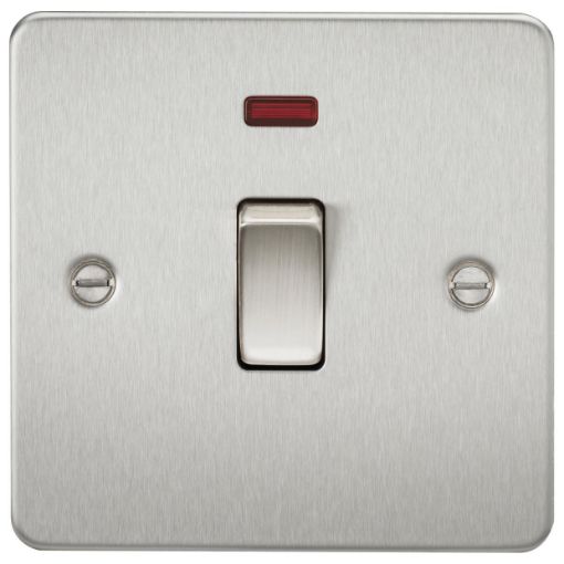 Picture of Knightsbridge Flat Plate 20A 1G Double Pole Switch with Neon - Brushed Chrome