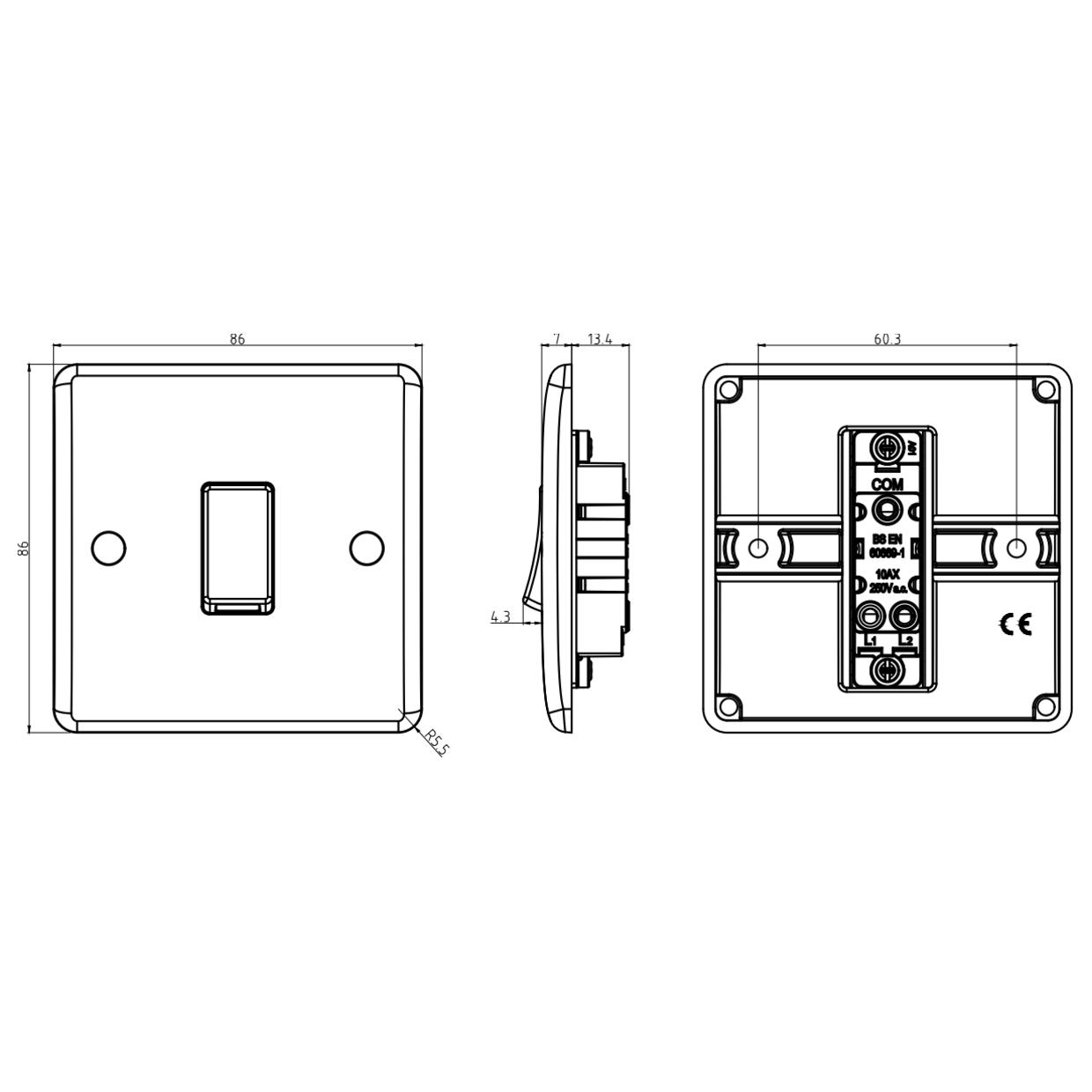 Knightsbridge Curved Edge 10AX 1G 2-way Switch | new.ie | National ...