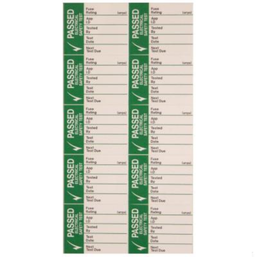 Picture of Industrial Signs Label Pass Test Labels Lge S/A Write-On Vinyl Pack of 50 42.5x32.5mm Green on White Matt | IS2650SA