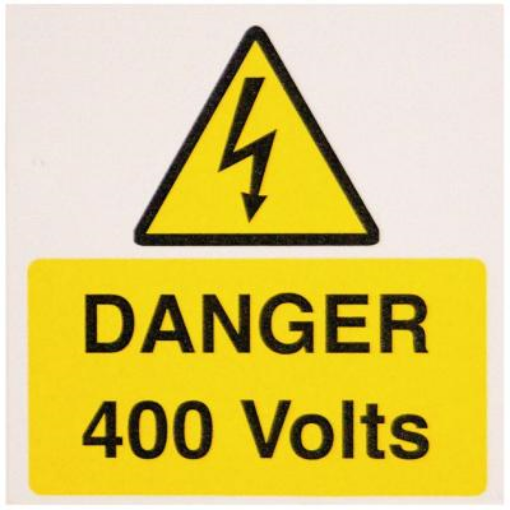 Picture of Industrial Signs Label Danger 400 Volts Self Adhesive Vinyl Pack of 10 75x75mm Yellow/Black on White | IS2710SA