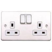 Picture of MK Electric Socket 2 Gang Switched DP Dual Earth White Inserts MK Edge 13A White | K14347WHIW