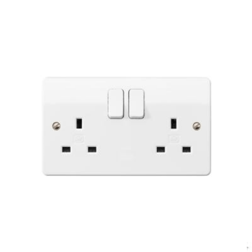 Picture of MK Electric Socket 2 Gang Switched DP Screwless Terminals Logic Plus 13A White | K2747STWHI