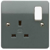 Picture of MK Electric Socket 1 Gang Switched DP Dual Earth White Rocker Logic Plus 13A Graphite | K2757GRA