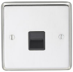 Picture of Eurolite Socket 1 Gang Telephone Master Black Insert 86x86x7mm Polished Stainless Steel | PSS1MB