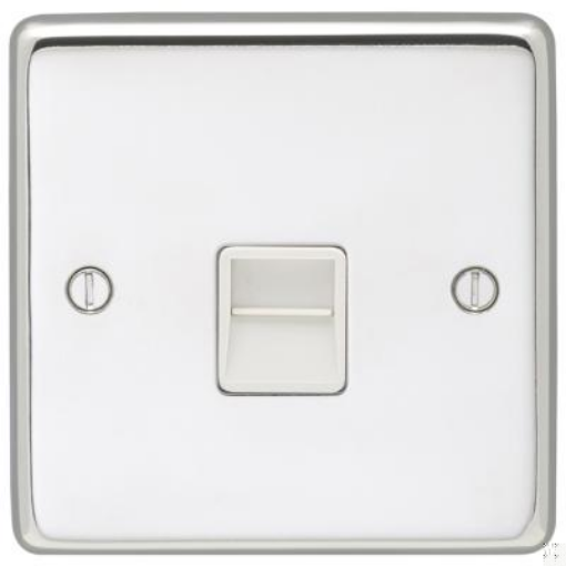 Picture of Eurolite Socket 1 Gang Telephone Master White Insert 86x86x7mm Polished Stainless Steel | PSS1MW