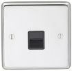 Picture of Eurolite Socket 1 Gang Telephone Slave Black Insert 86x86x7mm Polished Stainless Steel | PSS1SLB