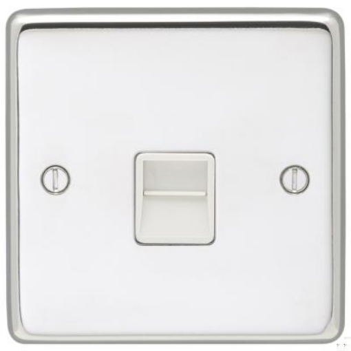 Picture of Eurolite Socket 1 Gang Telephone Slave White Insert 86x86x7mm Polished Stainless Steel | PSS1SLW