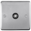 Picture of Eurolite Socket 1 Gang TV Outlet Black Insert 86x86x7mm Polished Stainless Steel | PSS1TVB