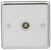 Picture of Eurolite Socket 1 Gang TV Outlet White Insert 86x86x7mm Polished Stainless Steel | PSS1TVW