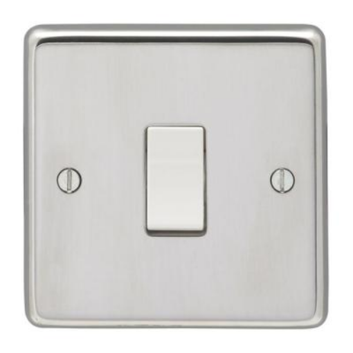 Picture of Eurolite Switch 1 Gang DP White Insert 20A 86x86x7mm Polished Stainless Steel | PSS20ASWW