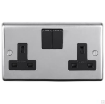 Picture of Eurolite Socket 2 Gang DP Switched Black Insert 13A 146x86x7mm Polished Stainless Steel | PSS2SOB