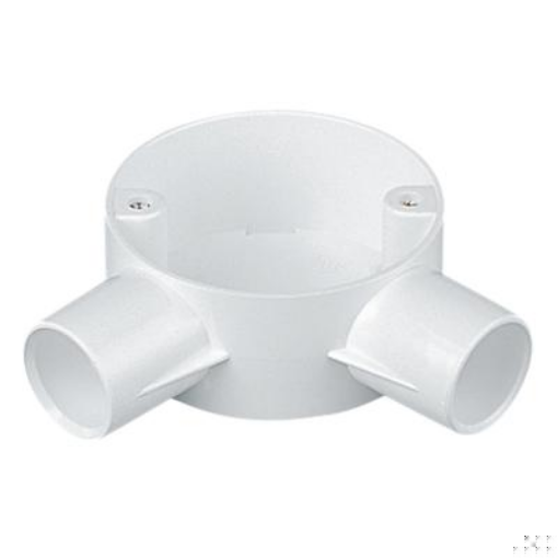 Picture of Marshall-Tufflex Circular Box Angle 2 Way 25mm White PVC | 3MRB4WH