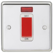 Picture of Eurolite Cooker Control Switch 1 Gang DP with Neon Red White Insert 45A 86x86x7mm Polished Stainless Steel | PSS45ASWNSW