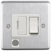 Picture of Eurolite Connection Unit Fused DP Switched with Flex Outlet White Insert 13A 86x86x7mm Satin Stainless Steel | SSSSWFFOW