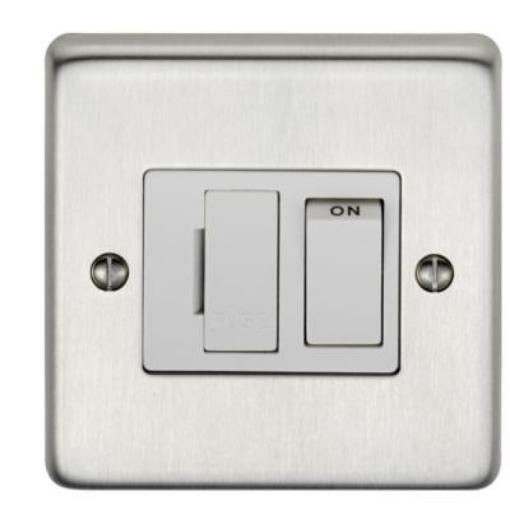 Picture of Eurolite Connection Unit Fused DP Switched White Insert 13A 86x86x7mm Satin Stainless Steel | SSSSWFW