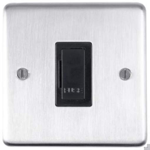 Picture of Eurolite Connection Unit Fused Unswitched Black Insert 13A 86x86x7mm Satin Stainless Steel | SSSUSWFB