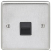 Picture of Eurolite Socket 1 Gang Telephone Master Black Insert 86x86x7mm Satin Stainless Steel | SSS1MB