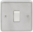 Picture of Eurolite Switch 1 Gang 2 Way White Insert 10A 86x86x7mm Satin Stainless Steel | SSS1SWW