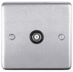 Picture of Eurolite Socket 1 Gang TV Outlet Black Insert 86x86x7mm Satin Stainless Steel | SSS1TVB